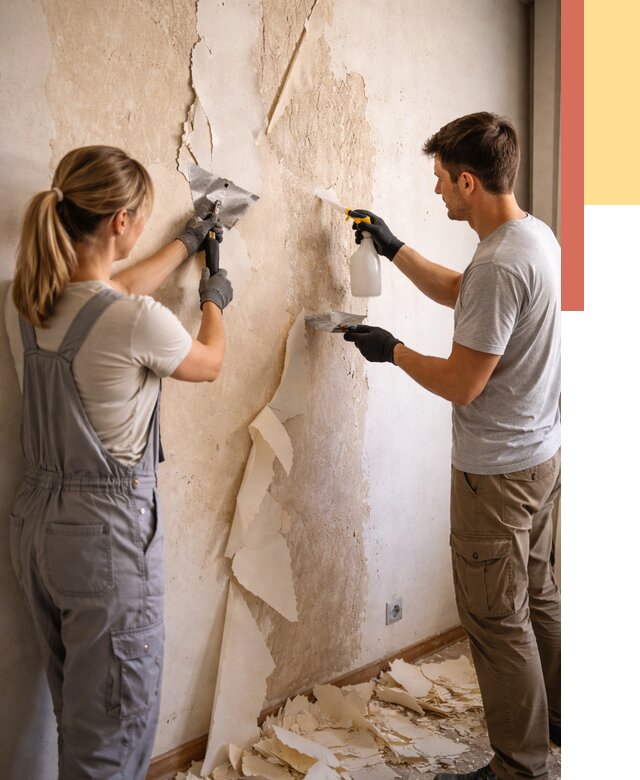 Снятие старых обоев в Обнинске от 5329 руб. под ключ недорого | ОТДЕЛОЧНИК-Бнн