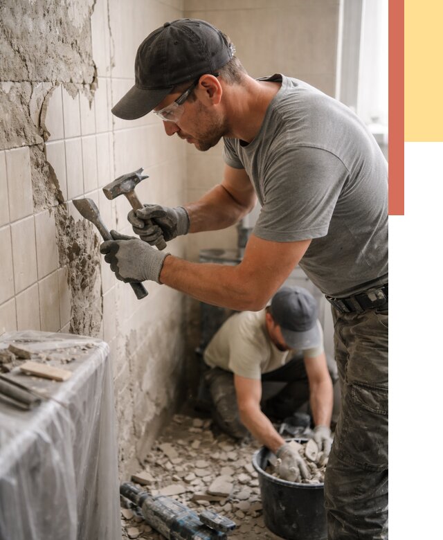 Демонтаж плитки со стен в Обнинске от 863 руб. — быстро и недорого | ОТДЕЛОЧНИК-Бнн