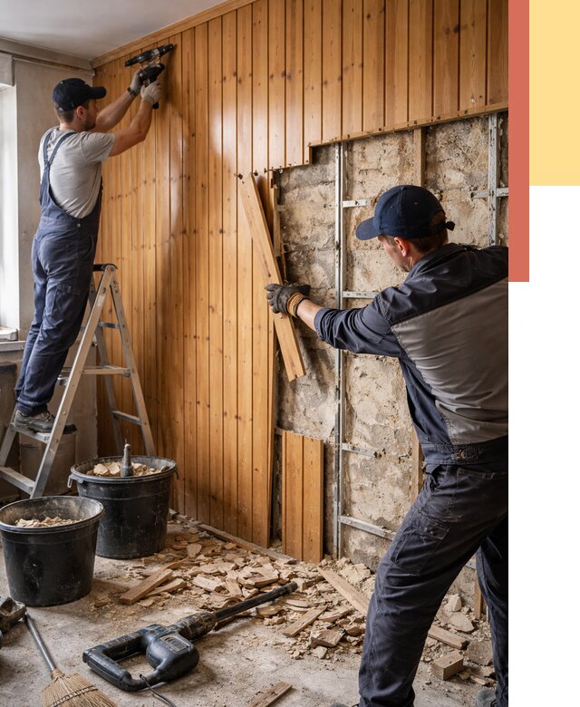 Демонтаж вагонки со стен в Обнинске от 1472 руб. — снятие, удаление, срочно | ОТДЕЛОЧНИК-Бнн