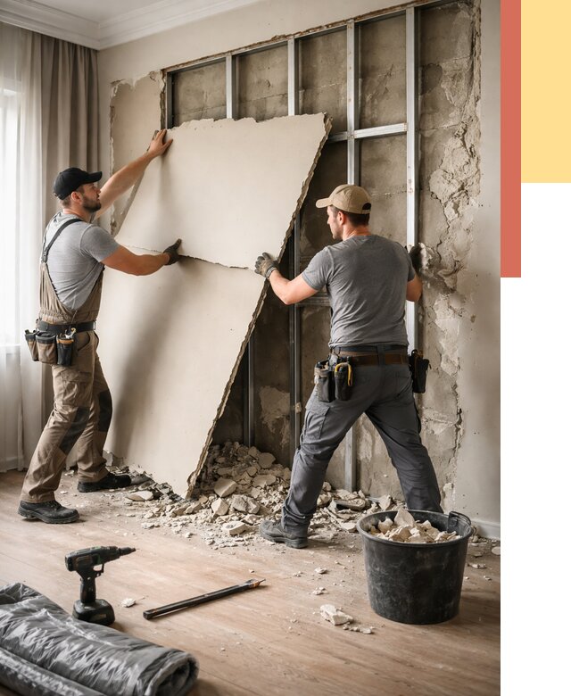 Демонтаж гипсокартона со стен в Обнинске от 355 руб. — услуги демонтажа | ОТДЕЛОЧНИК-Бнн