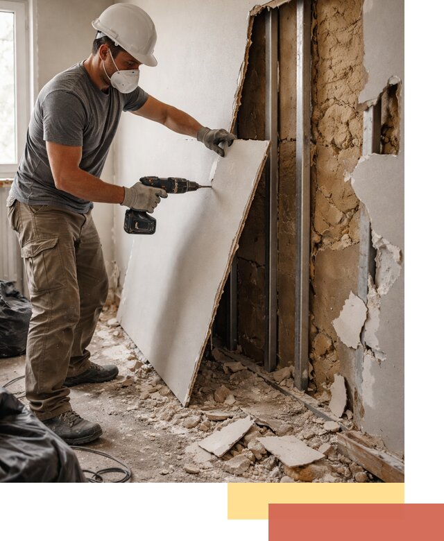 Демонтаж гипсокартона со стен в Обнинске качественно и быстро