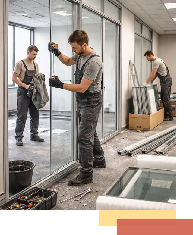 Демонтаж стеклянных перегородок в Обнинске быстро и безопасно