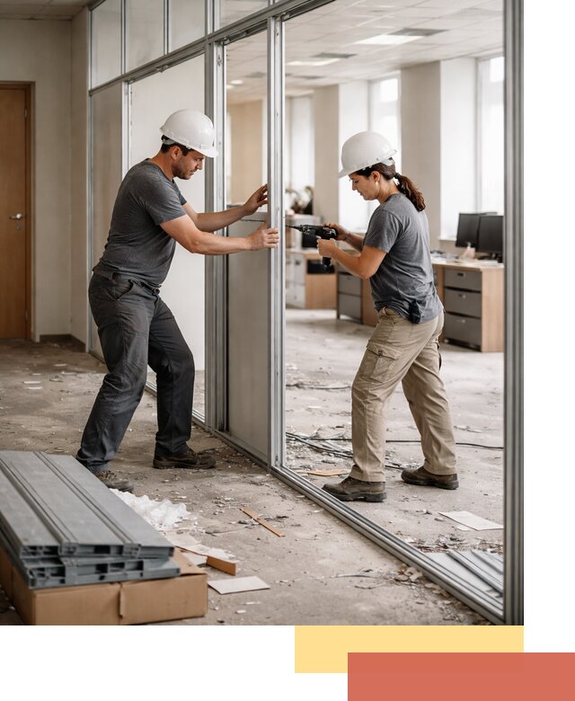 Демонтаж алюминиевых перегородок в Обнинске быстро и аккуратно