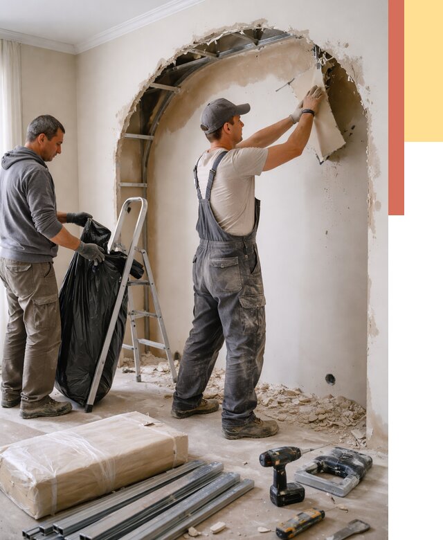 Демонтаж арки из гипсокартона в Обнинске от 3553 руб. — услуги под ключ | ОТДЕЛОЧНИК-Бнн