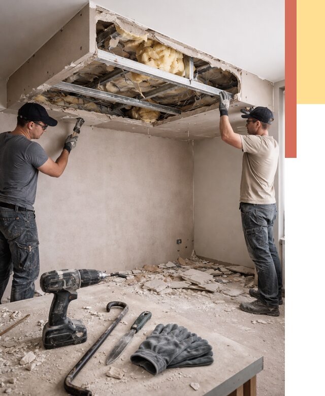 Демонтаж короба из гипсокартона в Обнинске от 1543 руб. — быстро и недорого | ОТДЕЛОЧНИК-Бнн