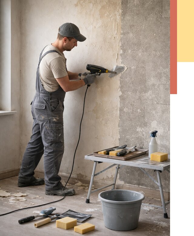 Очистка стен от клея в Обнинске от 1878 руб. — снятие и удаление клея со стен | ОТДЕЛОЧНИК-Бнн