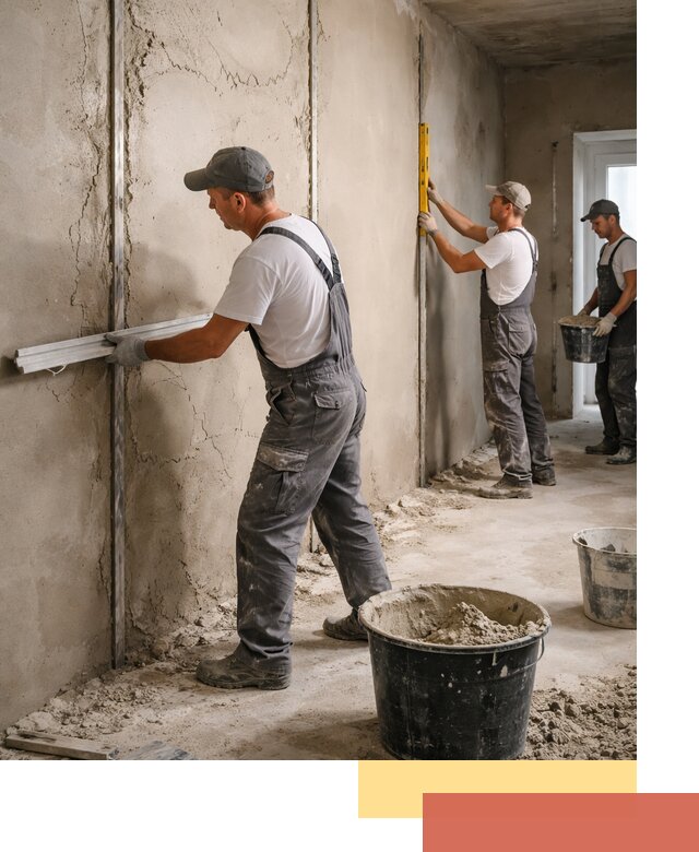 Штукатурка стен по маякам в Обнинске — точная и ровная поверхность