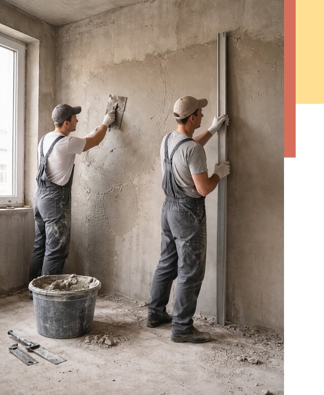 Штукатурка бетонных стен в Обнинске от 4568 руб/м² — качественно и быстро | ОТДЕЛОЧНИК-Бнн