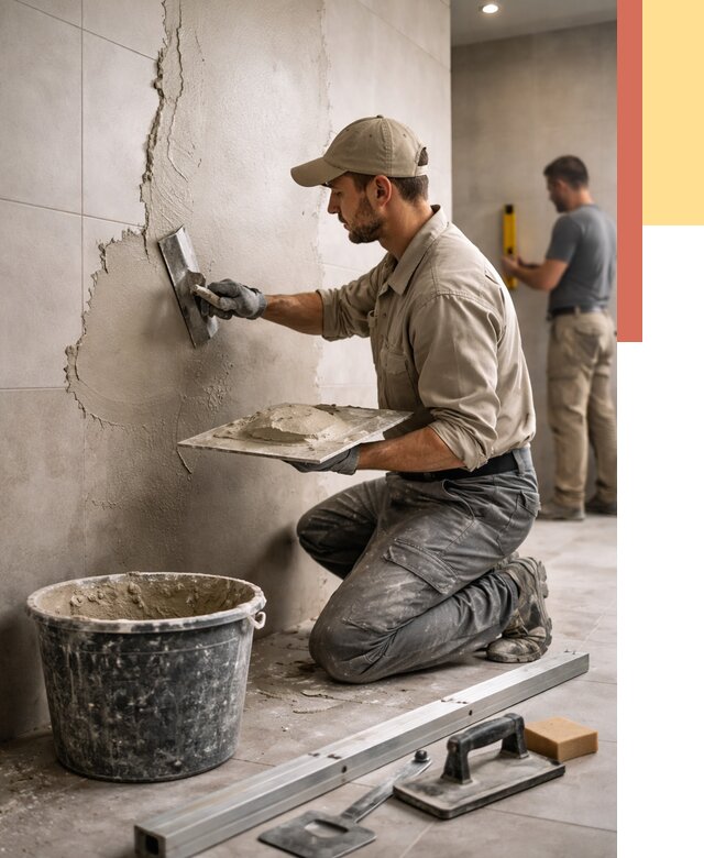 Штукатурка стен в ванной в Обнинске от 4568 руб./м² — выравнивание под ключ | ОТДЕЛОЧНИК-Бнн