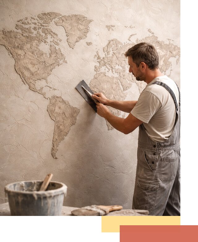 Декоративная штукатурка «Карта мира» под ключ в Обнинске