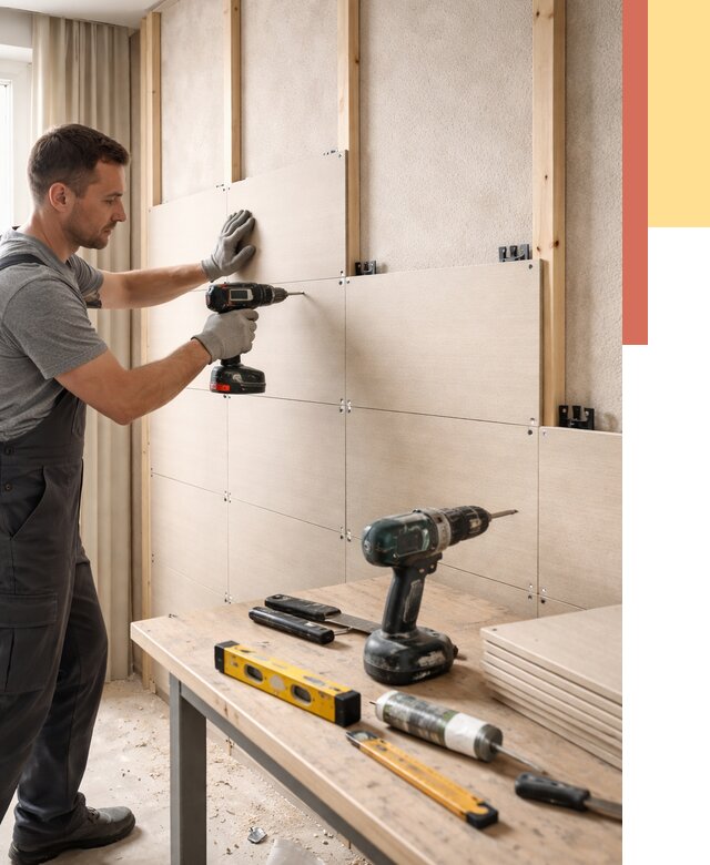 Монтаж МДФ панелей на стены в Обнинске от 1269 руб. под ключ | ОТДЕЛОЧНИК-Бнн