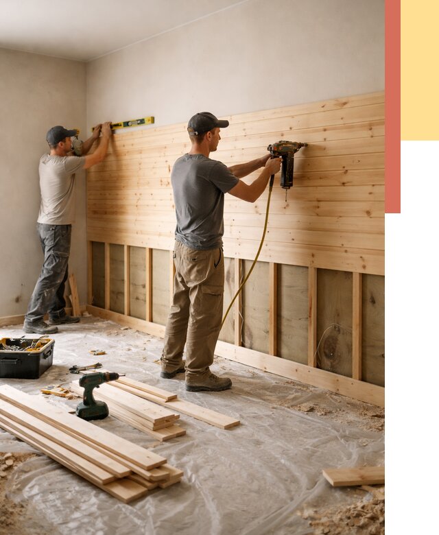 Монтаж деревянной вагонки на стены в Обнинске от 7613 руб. | Услуги монтажа вагонки | ОТДЕЛОЧНИК-Бнн