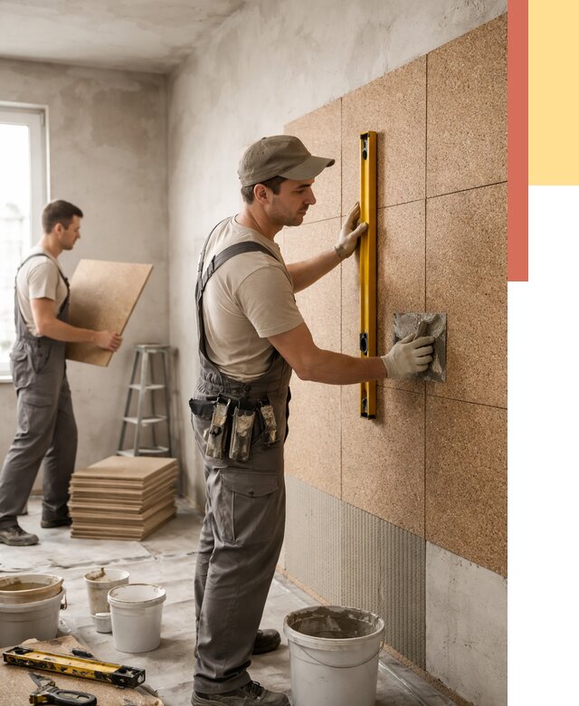 Монтаж пробковых панелей на стены в Обнинске от 3553 руб. — ОТДЕЛОЧНИК-Бнн