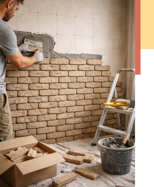 Монтаж декоративного кирпича в Обнинске от 3248 руб./м² — быстро и недорого | ОТДЕЛОЧНИК-Бнн