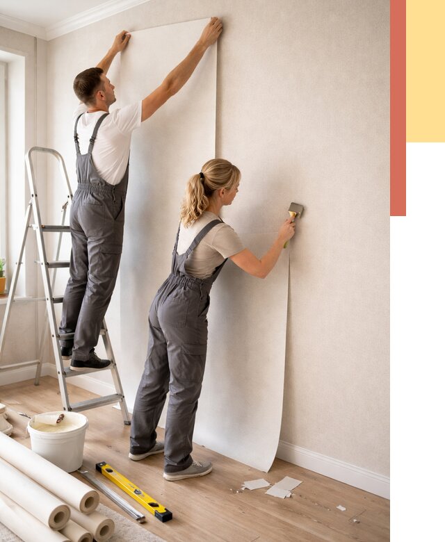 Поклейка флизелиновых обоев в Обнинске от 6090 руб. | Быстро и недорого — ОТДЕЛОЧНИК-Бнн