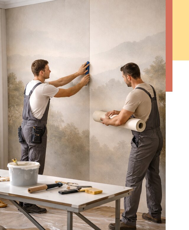 Поклейка фотообоев в Обнинске от 8628 руб/м² — быстро и недорого | ОТДЕЛОЧНИК-Бнн