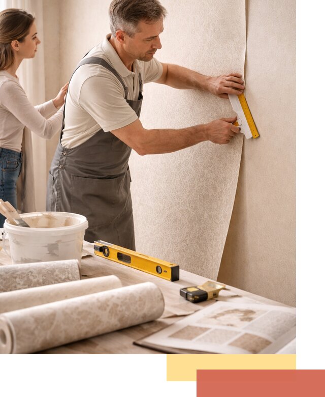 Поклейка обоев с подбором рисунка в Обнинске