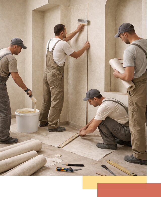 Поклейка обоев на сложные стены и неровные поверхности в Обнинске