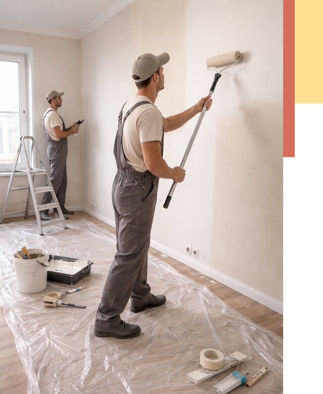 Покраска стен акриловой краской в Обнинске от 3553 руб./м² — быстро и недорого | ОТДЕЛОЧНИК-Бнн