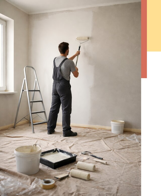 Покраска стен моющейся краской в Обнинске от 355 руб./м² — быстро и недорого | ОТДЕЛОЧНИК-Бнн