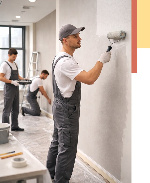 Покраска стен в офисе в Обнинске от 8628 руб. — быстро и недорого | ОТДЕЛОЧНИК-Бнн