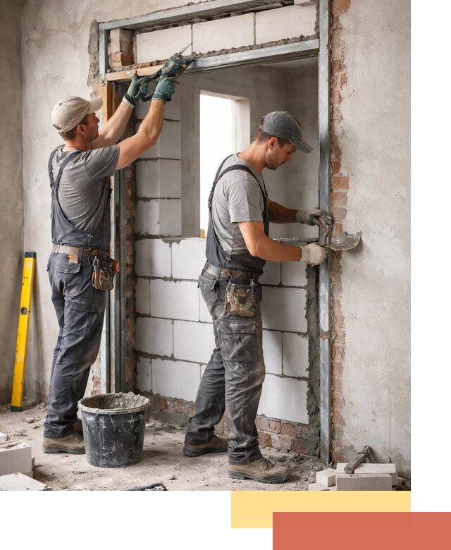 Закладка дверного проема под ключ в Обнинске: демонтаж, монтаж, отделка