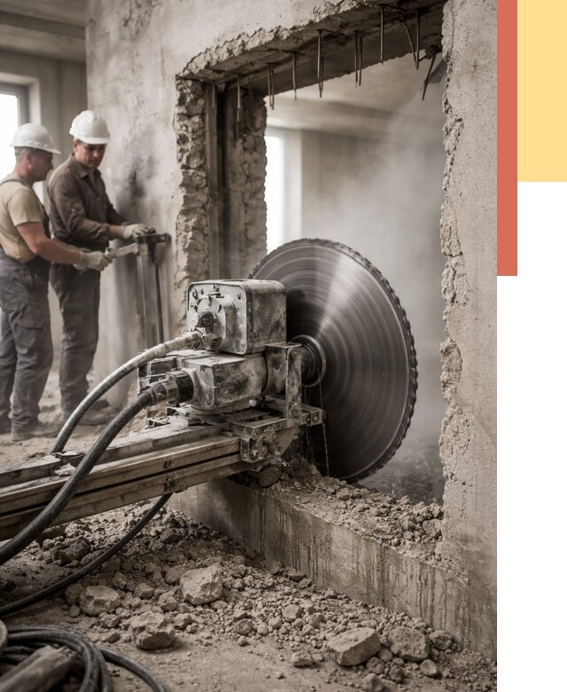 Алмазная резка проемов в Обнинске от 4568 руб. быстро и недорого | ОТДЕЛОЧНИК-Бнн