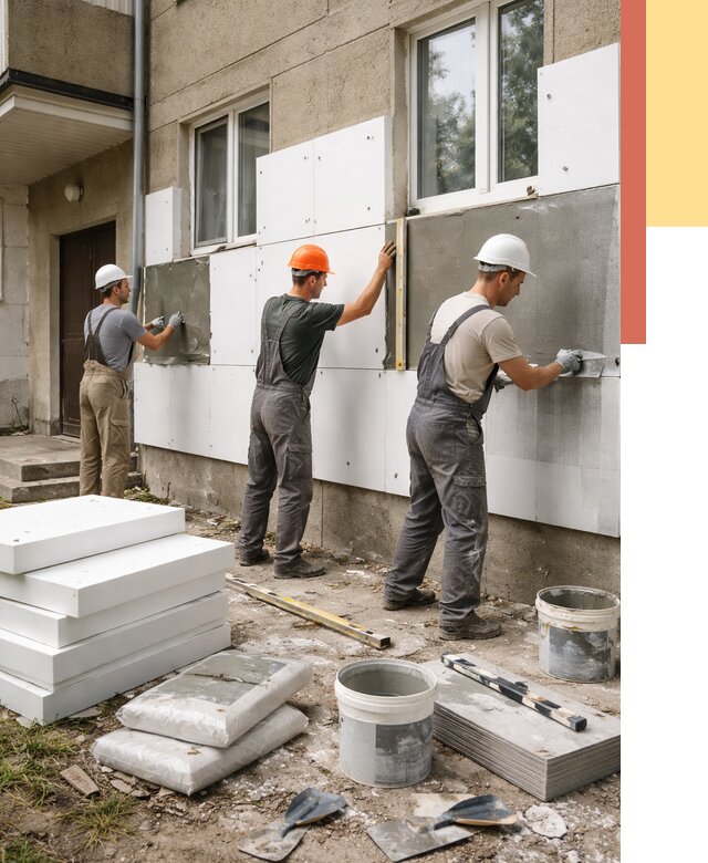 Утепление стен пенопластом в Обнинске от 1776 руб. — недорого и под ключ | ОТДЕЛОЧНИК-Бнн