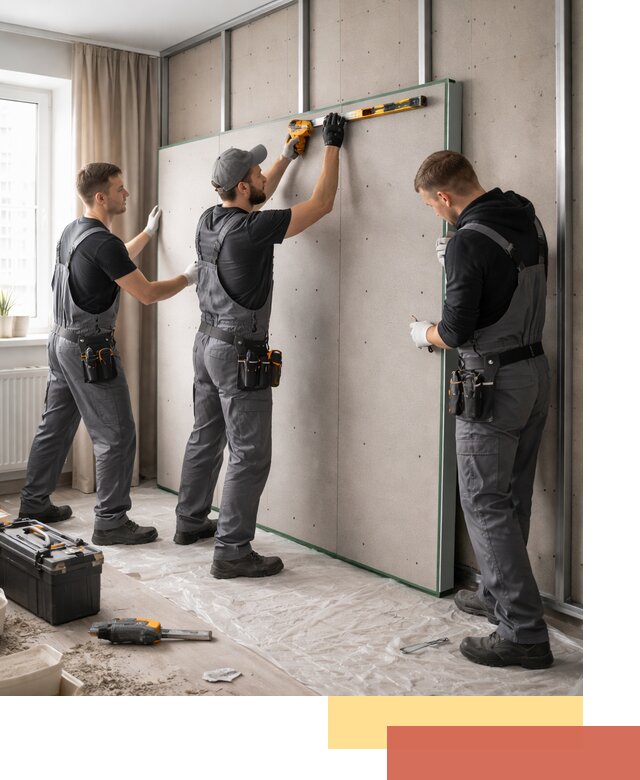 Шумоизоляция стен панелями ЗИПС в Обнинске для жилых и коммерческих помещений