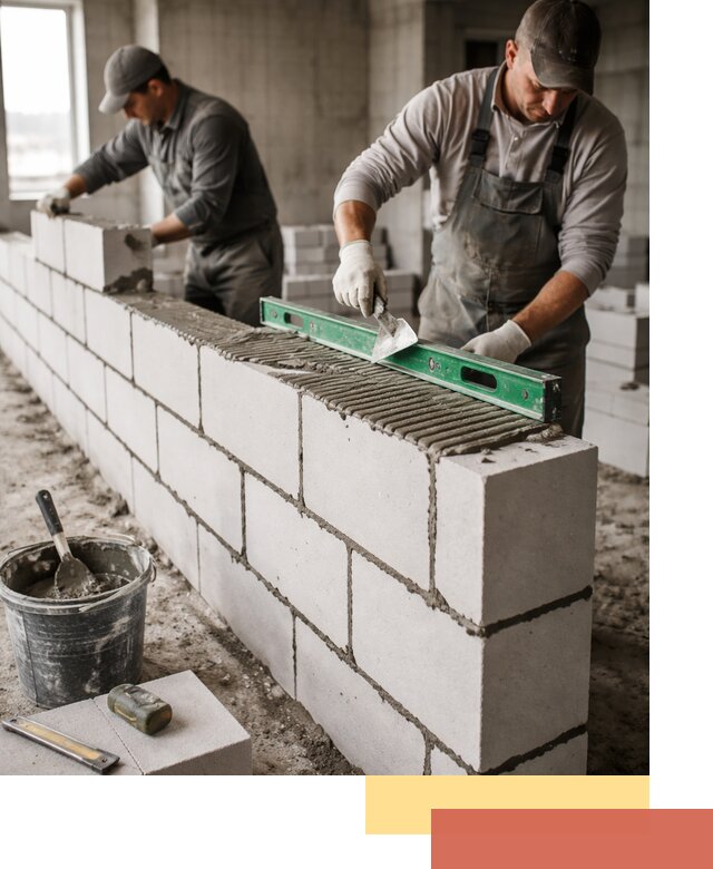 Кладка перегородок из газобетона в Обнинске быстро и качественно