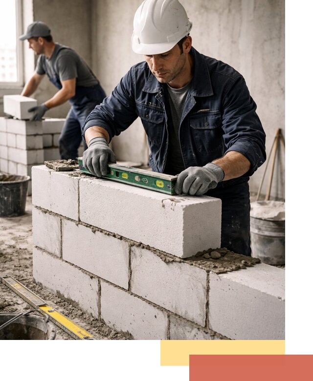 Кладка перегородок из пеноблока под ключ в Обнинске