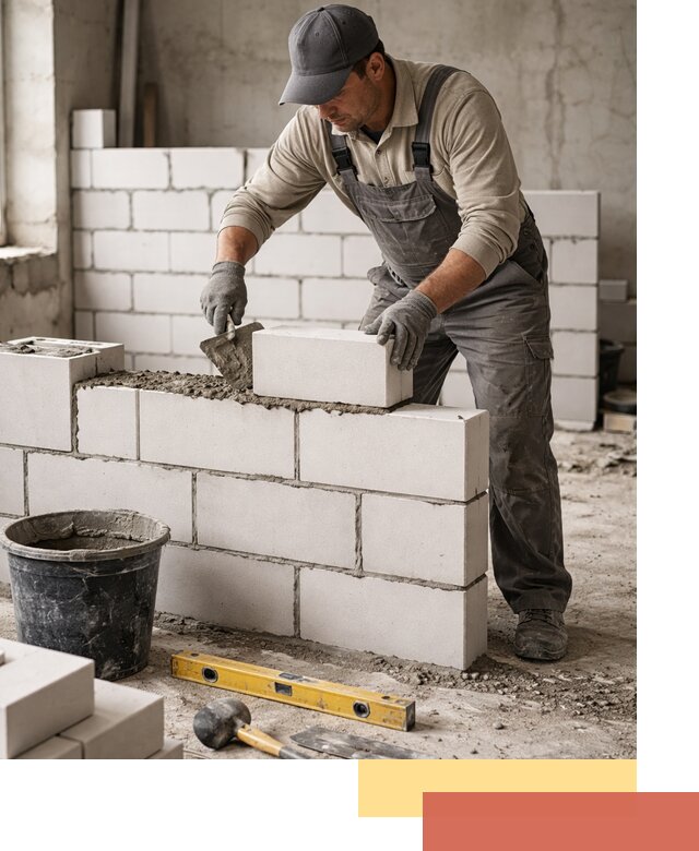 Кладка перегородок из силикатного блока в Обнинске