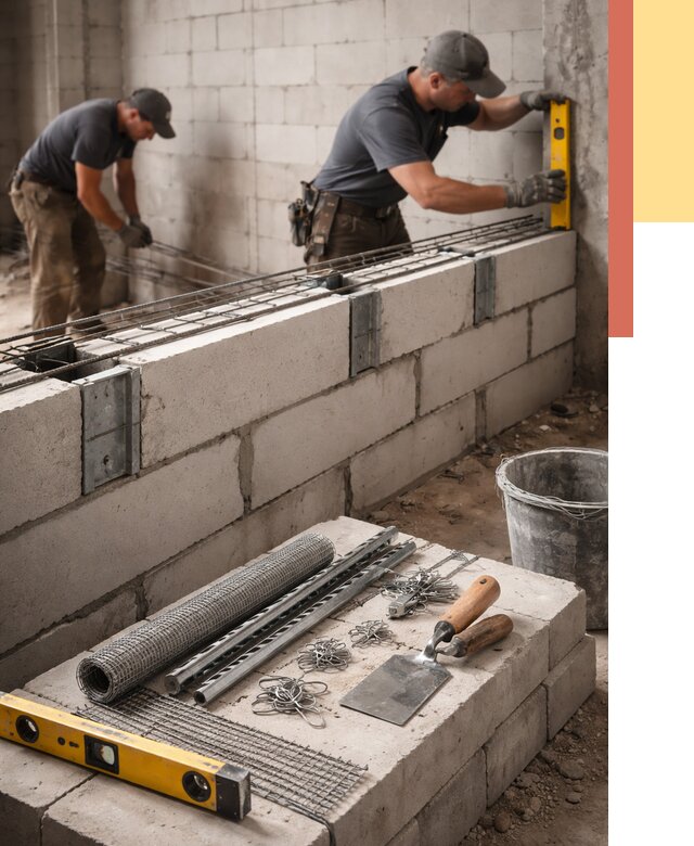 Армирование кладки перегородок в Обнинске от 761 руб. под ключ | ОТДЕЛОЧНИК-Бнн