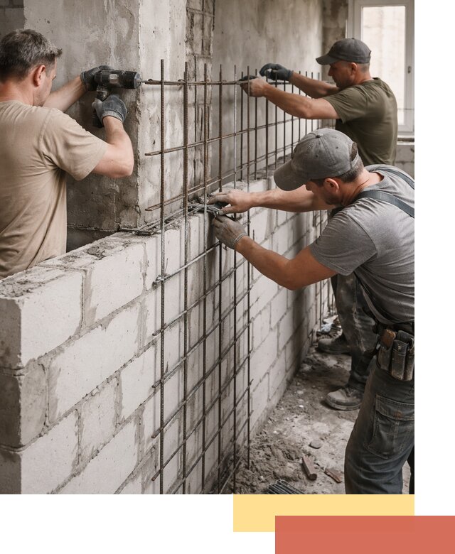 Армирование кладки перегородок в Обнинске профессионально и надёжно