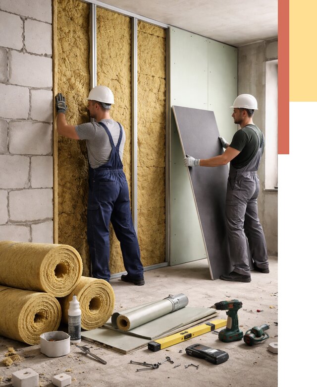 Шумоизоляция перегородок из блоков в Обнинске от 1878 руб./м² — быстро и недорого | ОТДЕЛОЧНИК-Бнн