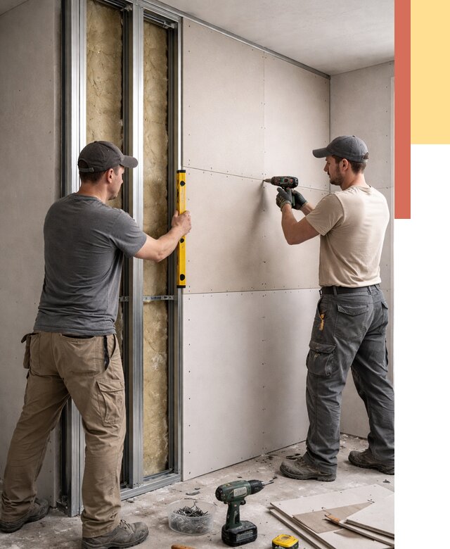 Монтаж двухслойной перегородки из гипсокартона в Обнинске от 1472 руб. | ОТДЕЛОЧНИК-Бнн