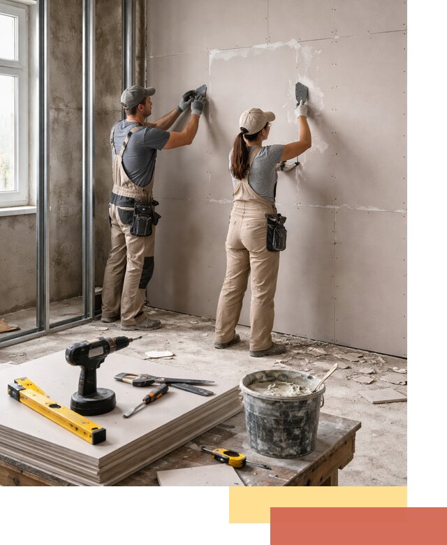 Монтаж двухслойной перегородки из гипсокартона в Обнинске