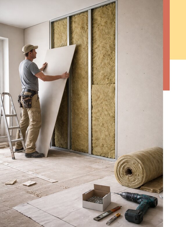 Перегородка из гипсокартона с шумоизоляцией в Обнинске от 3167 руб. | ОТДЕЛОЧНИК-Бнн