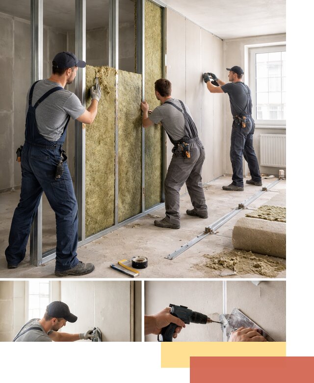 Перегородка из гипсокартона с шумоизоляцией в Обнинске — монтаж под ключ