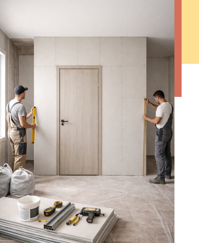 Перегородка из гипсокартона с дверью в Обнинске от 4568 руб. под ключ | ОТДЕЛОЧНИК-Бнн