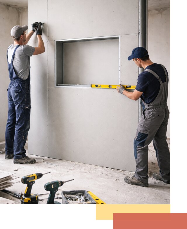 Перегородка из гипсокартона с нишей под декор в Обнинске