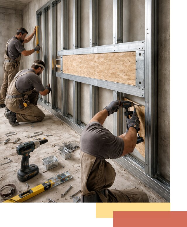 Усиленная перегородка для крепления тяжёлых конструкций в Обнинске