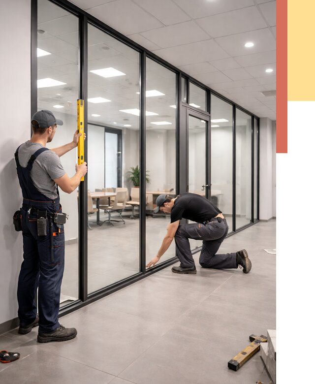 Каркасные стеклянные перегородки в Обнинске под ключ от 9338 руб. | ОТДЕЛОЧНИК-Бнн