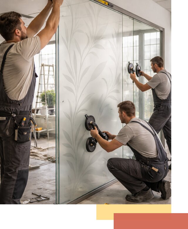 Стеклянные перегородки с рисунком на заказ в Обнинске