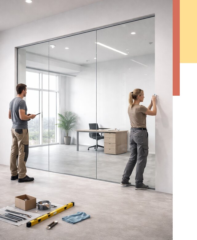 Перегородки из закаленного стекла в Обнинске от 9643 руб. под ключ | ОТДЕЛОЧНИК-Бнн