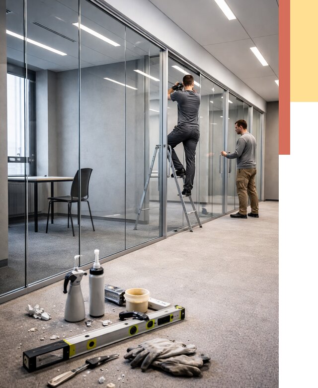 Стеклянные офисные перегородки в Обнинске от 8628 руб. — монтаж и установка | ОТДЕЛОЧНИК-Бнн