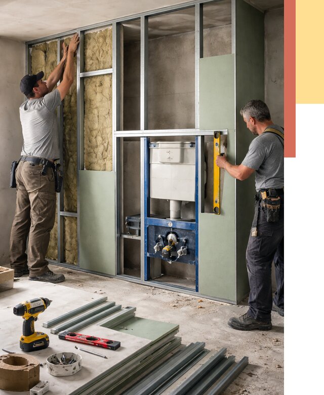 Установка сантехнических перегородок в Обнинске от 8628 руб. | ОТДЕЛОЧНИК-Бнн