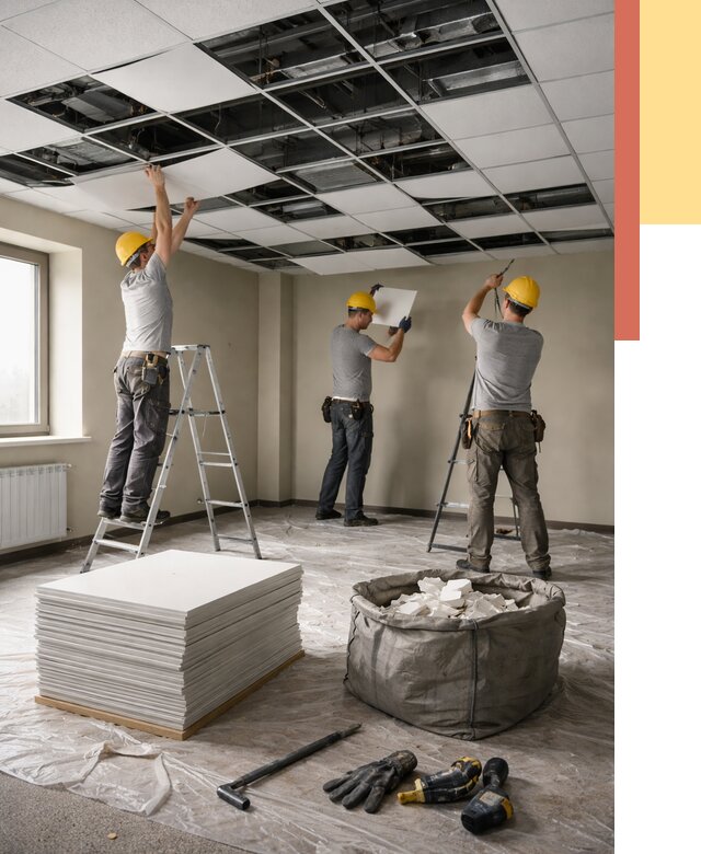 Демонтаж потолка Армстронг в Обнинске от 4568 руб. быстро и недорого | ОТДЕЛОЧНИК-Бнн