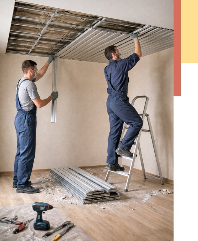 Демонтаж реечного потолка в Обнинске от 4568 руб. быстро и недорого | ОТДЕЛОЧНИК-Бнн