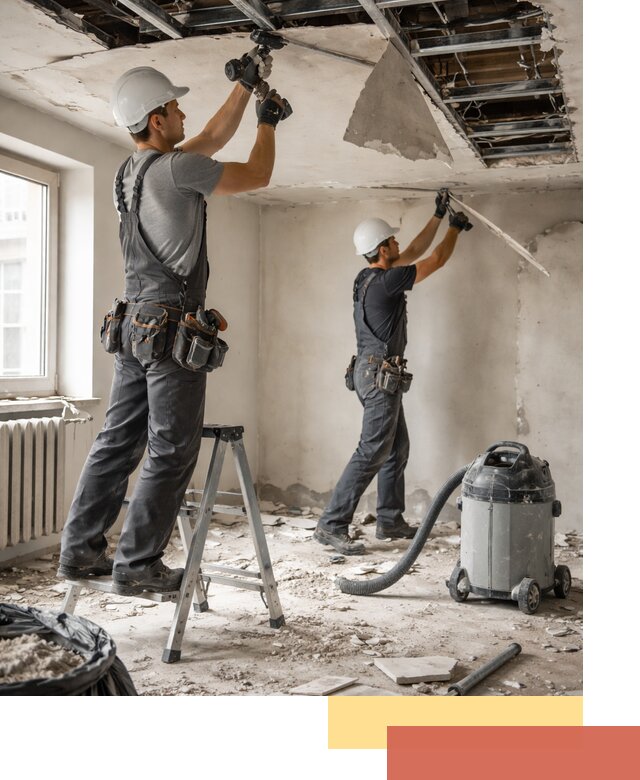 Демонтаж гипсокартонного потолка в Обнинске быстро и аккуратно